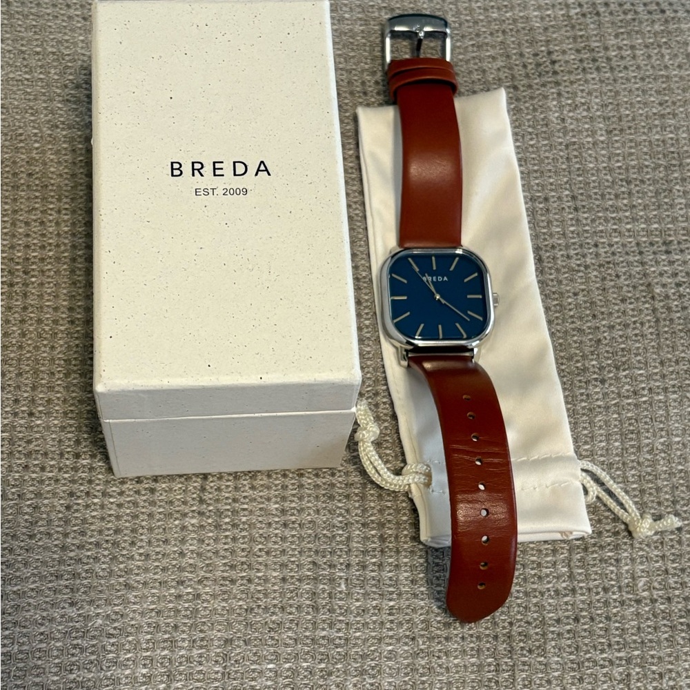 Brown Leather Blue Dial Watch